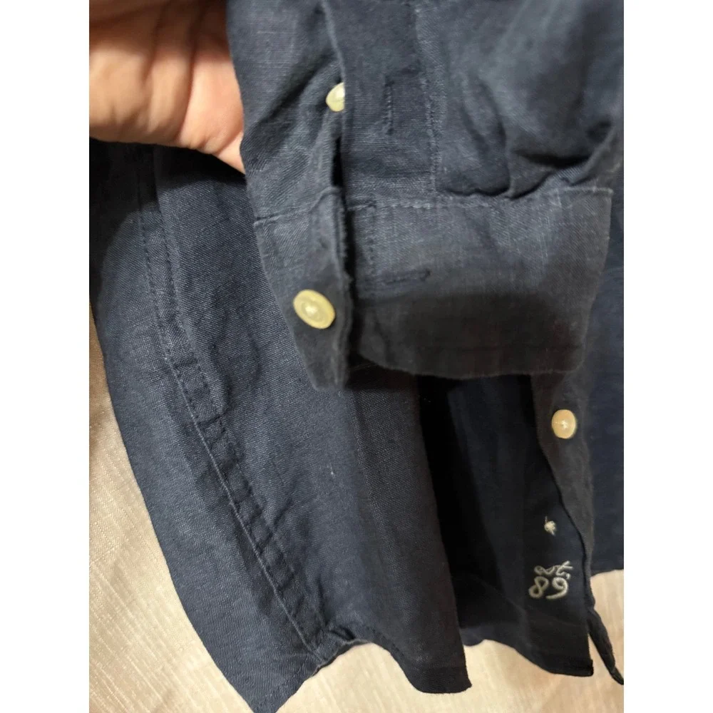 The Children's Place Boys Button Down Longsleeve Blue Linen Size L (10/12)